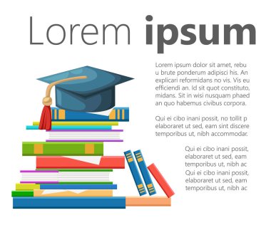 Kitaplar mezuniyet kep ve simge Tasarım Web sitesi sayfası ve mobil uygulaması tasarım vektör öğesi ayarlamak.
