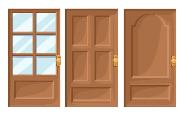 Doors Icons Set House Desenhos Animados e Design Isolado Vector Ilustração Ilustração Vector página do site e design de aplicativo móvel . — Vetor de Stock