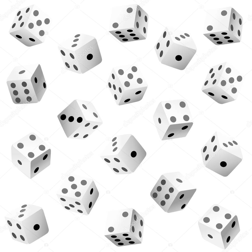 Vector illustration of white dice with double six roll. Web site page and mobile app design vector element.