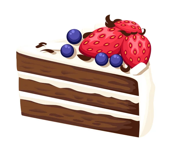 Renkli tatlı kek dilimler beyaz arka plan üzerinde izole parçalar. Kek kümesi. Vektör çizimi Web sitesi sayfası ve mobil uygulaması tasarım vektör öğesi. — Stok Vektör