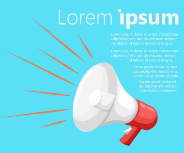 Beyaz arka plan üzerinde izole hoparlör veya megafon simgesi. Vektör Web sitesi sayfası ve mobil uygulaması tasarım vektör öğesi.