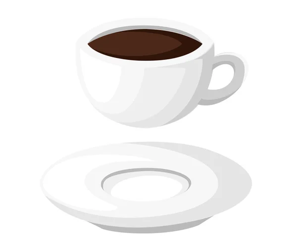 Minimal Design Poster. Tasse Kaffee auf einem hellen Hintergrund guten Morgen Text. Ansicht von oben. Webseite und mobile App Design Vektor Illustration — Stockvektor