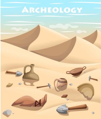 Arkeoloji ve Paleontoloji kavramı arkeolojik kazı Web sitesi sayfası ve mobil uygulaması tasarım vektör öğesi. Eskiçağ Tarihi achaeologists antik eserler vektör çizim ortaya çıkarmak.