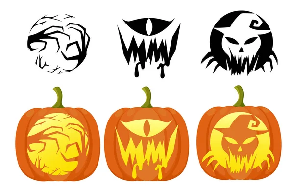 Pompoenen Voor Halloween Flat Design Stijl Verse Cartoon Andere Plantaardige — Stockvector