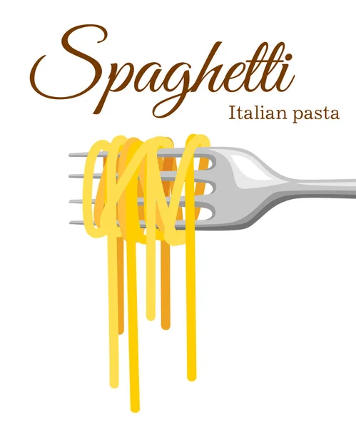Pasta Roll Fork Italian Pasta Fork Silhouette Black Fork Spaghetti — Stock Vector