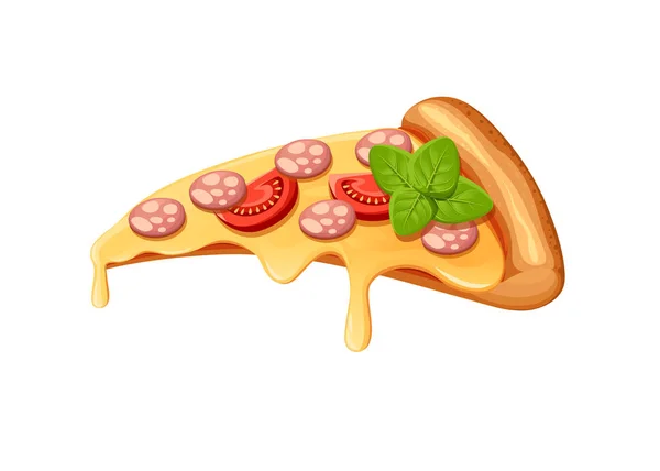 Imagen Vectorial Carnes Creativas Pizzas Icono Pizza Italiana Una Rebanada — Vector de stock