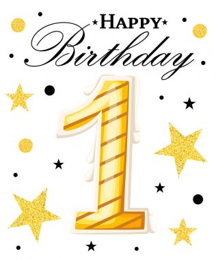 İlk yıl yıldönümü kutlama tasarım bir yıl yıldönümü ve arka plan kırmızı kurdele beyaz üzerine konfeti. Poster veya broşür şablonu. Vektör çizim. Web sitesi sayfası ve mobil uygulaması.