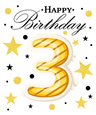 Üçüncü yıl yıldönümü kutlama tasarım 3 yıl yıldönümü ve arka plan kırmızı kurdele beyaz üzerine konfeti. Poster veya broşür şablonu. Vektör çizim. Web sitesi sayfası ve mobil uygulaması.