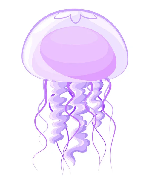 Cute Jellyfish Cartoon Jellyfish Vector Flat Icon Flat Design Swimming — Stock Vector