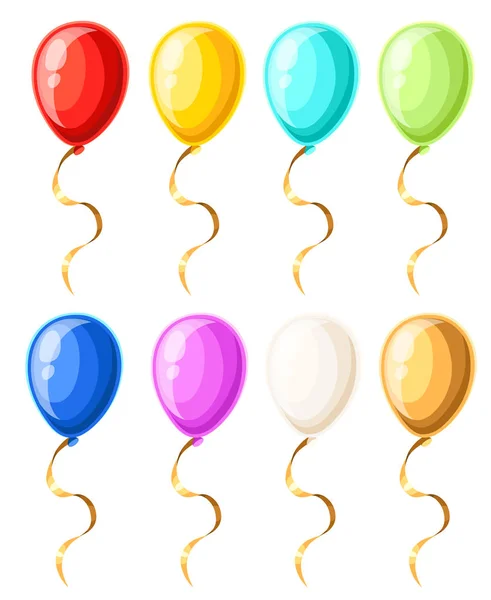 Colorful Realistic Helium Balloons Isolated White Background Vector Illustration Web — Stock Vector