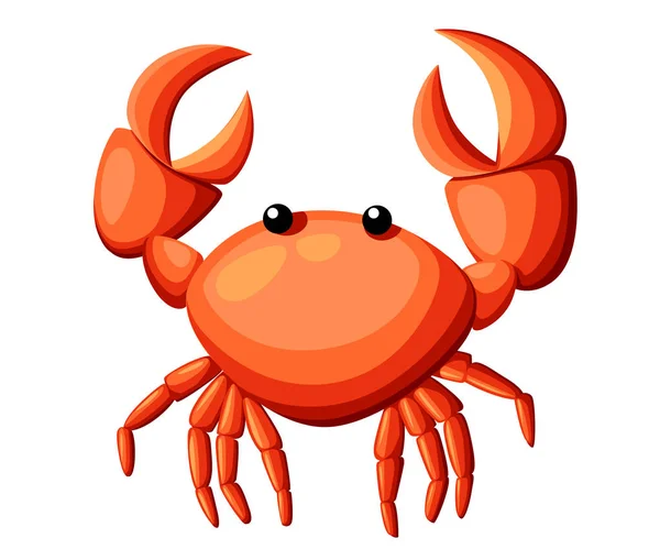 Colorful Red Crab Vector Illustration Sea Creature Flat Design Shell — Stock Vector