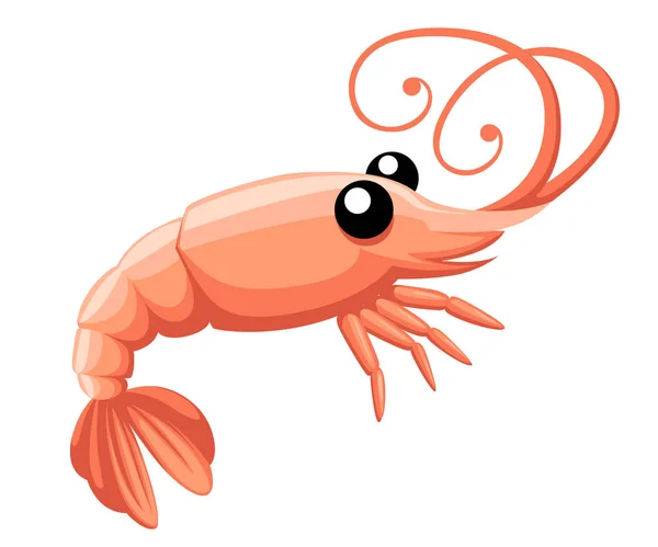 Shrimp Silhouette Isolierte Garnelen Auf Weißem Hintergrund Cartoon Charakter Flache — Stockvektor