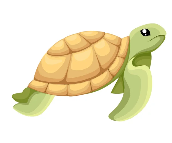 Happy Cute Turtle Walking Smile Vector Cartoon Illustration Object Image — Stock Vector