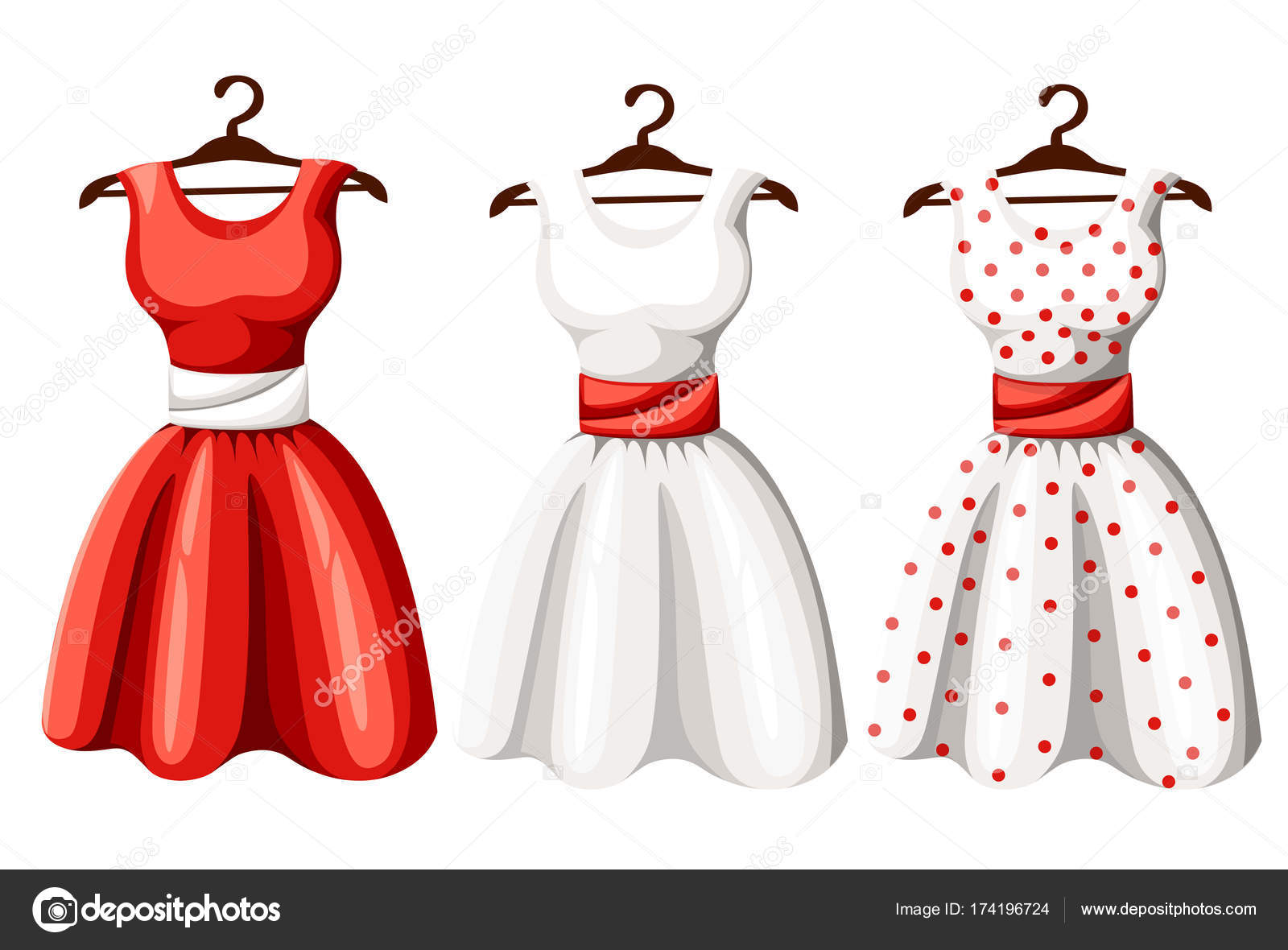 レトロなピンナップかわいい女性ドレスのセットです 短くて長い