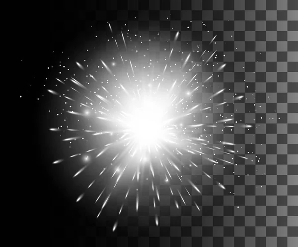 Efecto Transparente Blanco Aislado Brillante Destello Lente Explosión Brillo Línea — Vector de stock