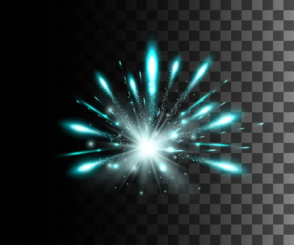 Glöd Isolerade Vit Transparent Effekt Bländning Explosion Glitter Linje Sun — Stock vektor
