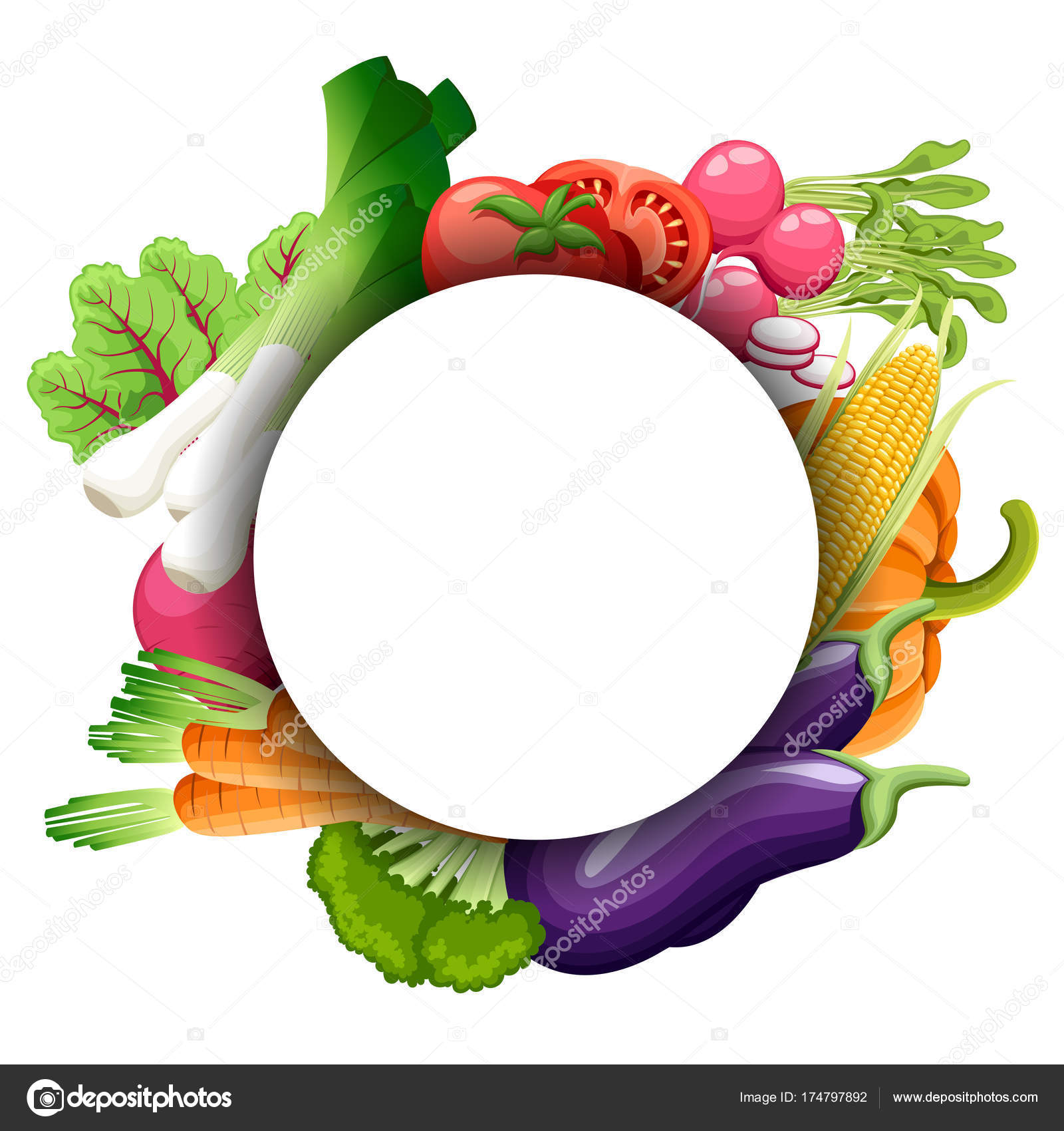 set watercolor vegetables template your design vector illustration