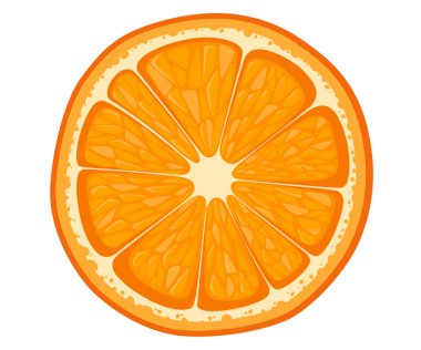 Vektör Portakal dilim beyaz arka plan üzerinde izole. Narenciye Illustration. Vektör çizim dekoratif afiş, amblem doğal ürün, çiftçi pazarı için. Web sayfası ve mobil uygulaması tasarım