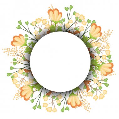 Çiçek çelenk Vintage etiket için. Vektör çizim. Web sayfası ve mobil uygulaması tasarım