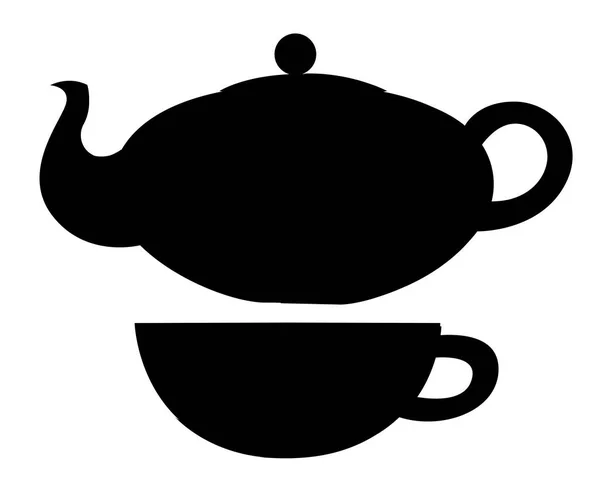 ティーポットとカップのアイコン 茶のシンボル 平らなベクトル図では 白い背景で隔離のシルエット Web サイト ページとモバイル アプリの設計 — ストックベクタ