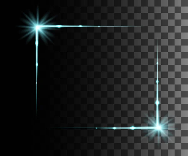 グロー隔離された青の透明効果 レンズフレア ライン 太陽のフラッシュ 火花と星 イラストテンプレートアートデザイン クリスマスのためのバナー 魔法のフラッシュエネルギー線のために — ストックベクタ