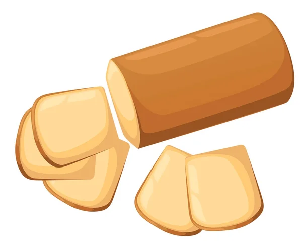 Beyaz Ekmek Ekmek Beyaz Bir Arka Plan Üzerine Dilimlenmiş Vektör — Stok Vektör