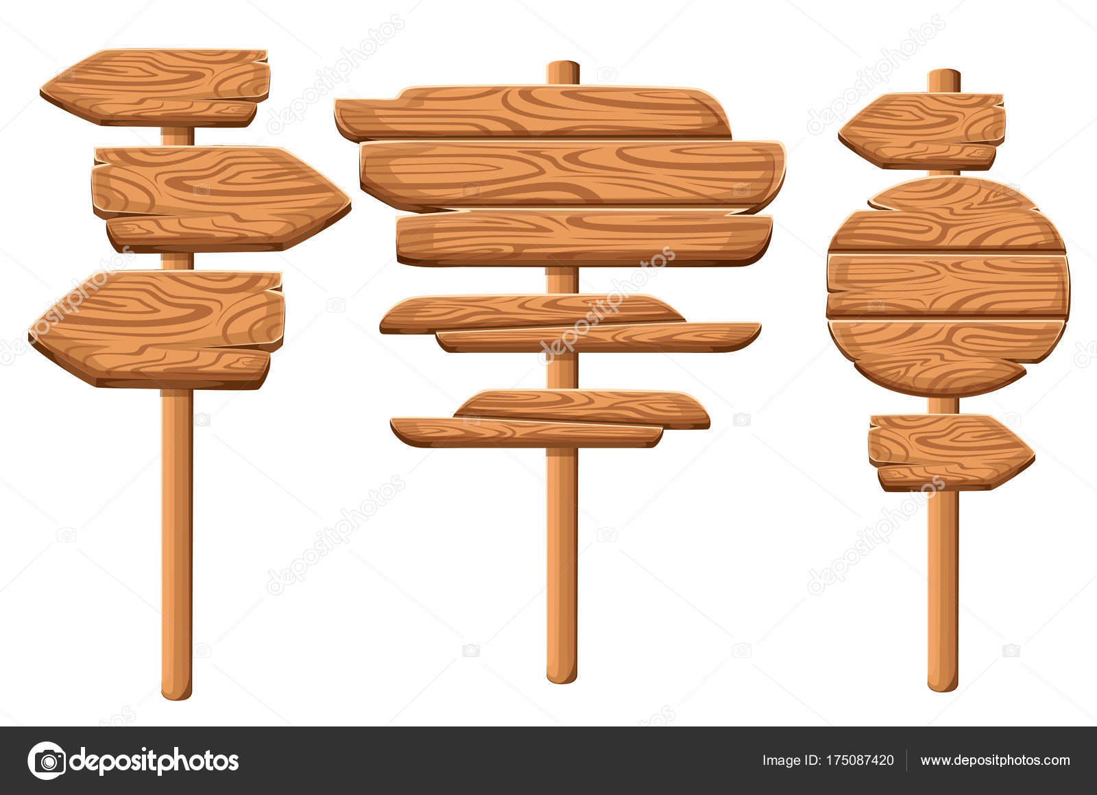 Set Wooden Plaques Cartoon Style Wooden Plaque Collections Wood Sign — Stock Vector © alfadanz