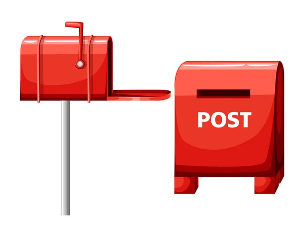 Mailbox Vektor Illustration Isoliert Auf Weißer Flacher Postbox Rotem Mailbox — Stockvektor