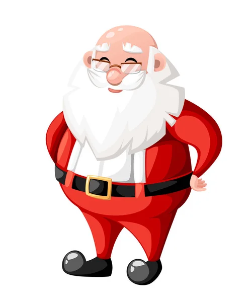 Sorrindo Desenhos Animados Natal Personagem Papai Noel Sem Chapéu Chapéu — Vetor de Stock