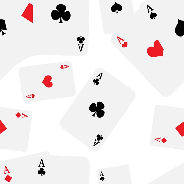 Giocare Carte Con Quattro Assi Modello Senza Soluzione Continuità Isolato — Vettoriale Stock