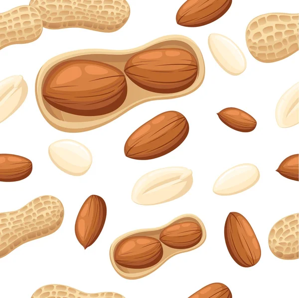 Nahtlose Muster Verstand Satz Von Erdnüssen Vektor Illustration Auf Weißem — Stockvektor