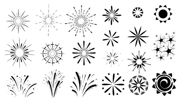 Fireworks küme beyaz arka plan Web sayfası ve mobil uygulaması tasarım izole patlama siyah simge farklı türde.