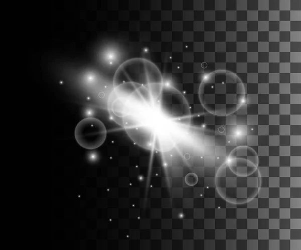 Neon Vit Bokeh Effekt Glöd Belysning Illustration Med Partiklar Dekoration — Stock vektor