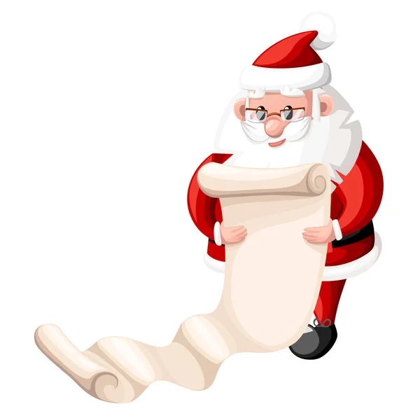 Papai Noel Verificação Lista Vetor Ilustração Isolado Fundo Branco Site — Vetor de Stock