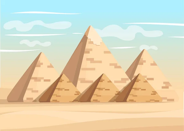 Pirámide de Giza complejo pirámides egipcias maravilla diurna del mundo gran pirámide de giza vector ilustración — Vector de stock