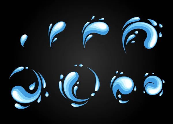 Explosión de agua efecto especial fx animation frames sprite sheet. Vórtice marcos de explosión de agua y truenos para la animación flash en juegos, video y dibujos animados — Vector de stock