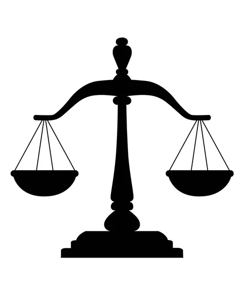 Silhouette noire de Scales of Justice. Balance balance en bois signe. Illustration vectorielle isolée sur fond blanc. Page du site Web et conception d'applications mobiles — Image vectorielle