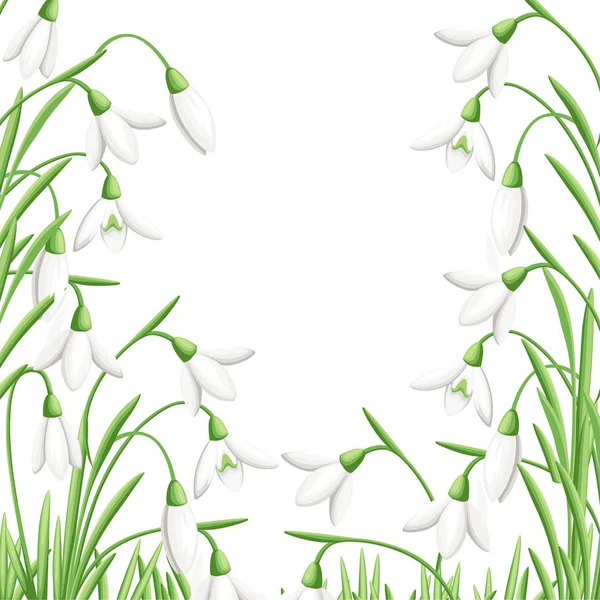 Bahar çiçek deseni. İlk kardelen Galanthus. Çiçek dekorasyon için. Beyaz arka plan üzerinde izole vektör çizim. Web sitesi sayfası ve mobil uygulaması tasarım — Stok Vektör