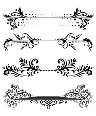 Vintage küme. Çiçek öğeleri dizayn Monogram, Davetiyeler, çerçeveler, menüler ve etiketleri için. Grafik Tasarım Web sitesi, kafeler, butikler, otel. Beyaz arka plan üzerinde vektör çizim