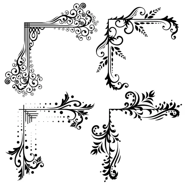 Jahrgangssatz von eckigen Monogrammen. Florale Elemente für Design-Monogramme, Einladungen, Rahmen, Menüs und Etiketten. Grafikdesign der Website, Cafés, Boutiquen, Hotels, Hochzeitseinladungen — Stockvektor