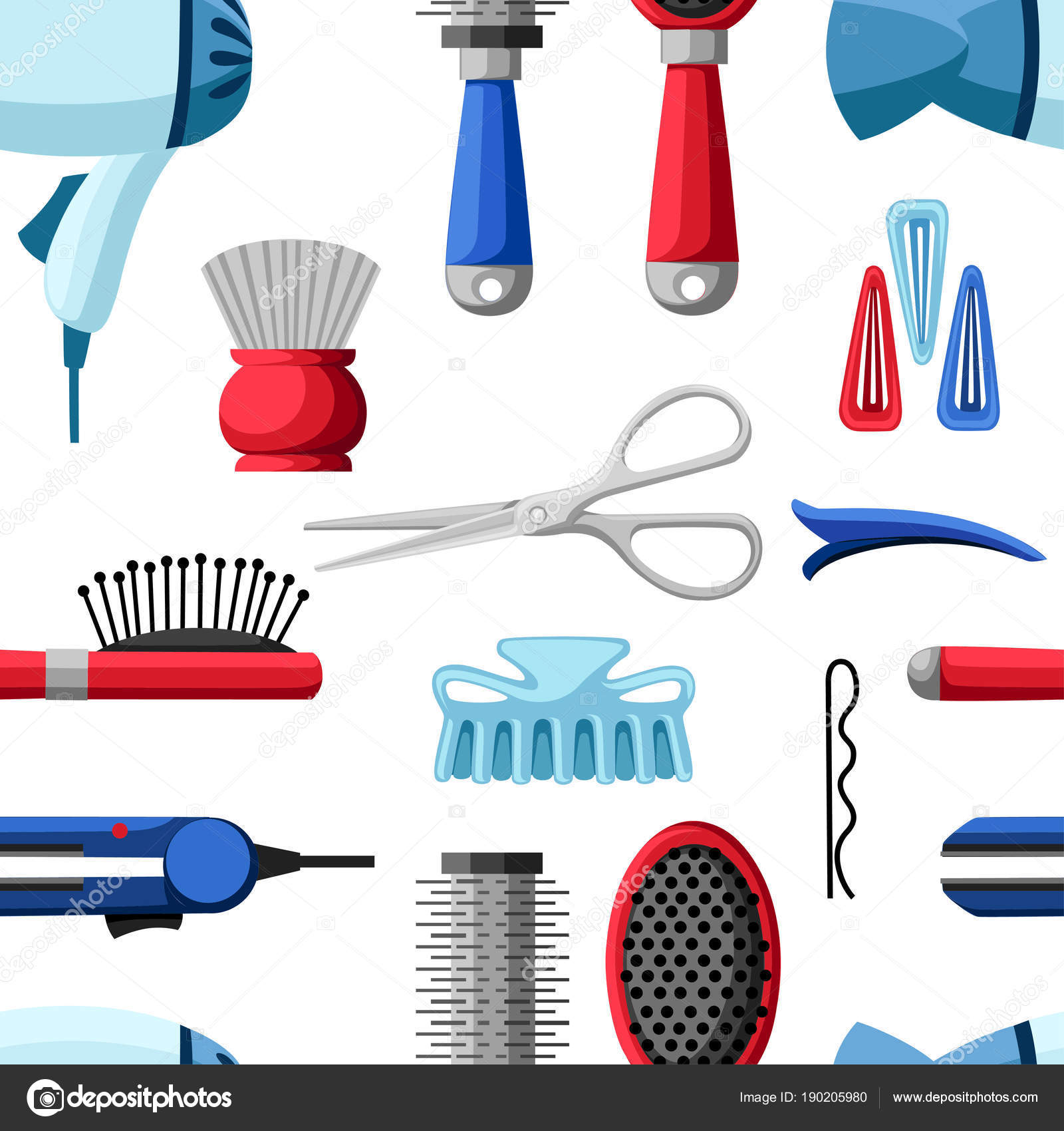 Seamless Pattern Of Professional Hairdresser And Barber Equipment
