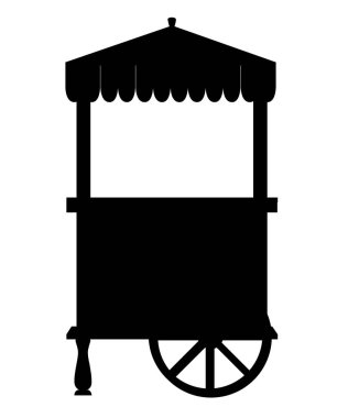 Siyah siluetler. Mobil retro vintage dükkan kamyon simgesi. Van yan görünüm, beyaz arka plan üzerinde izole. Web sayfası ve mobil uygulaması tasarım