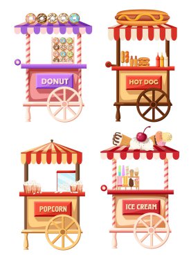 Mobil retro vintage dükkan kamyon simge kümesi. Van yan görünüm, beyaz arka plan üzerinde izole. Web sayfası ve mobil uygulaması tasarım