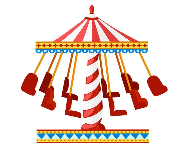 Färgglada karusell med stolar. Nöjesparken koncept. Vektorillustration isolerade på vit bakgrund. Webbsida och mobilappen design — Stock vektor
