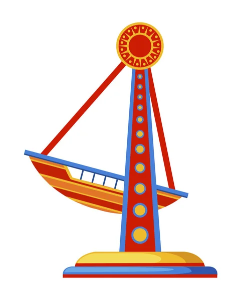 Färgglada pirate ship ride. Nöjesparken koncept. Vektorillustration isolerade på vit bakgrund. Webbsida och mobilappen design — Stock vektor