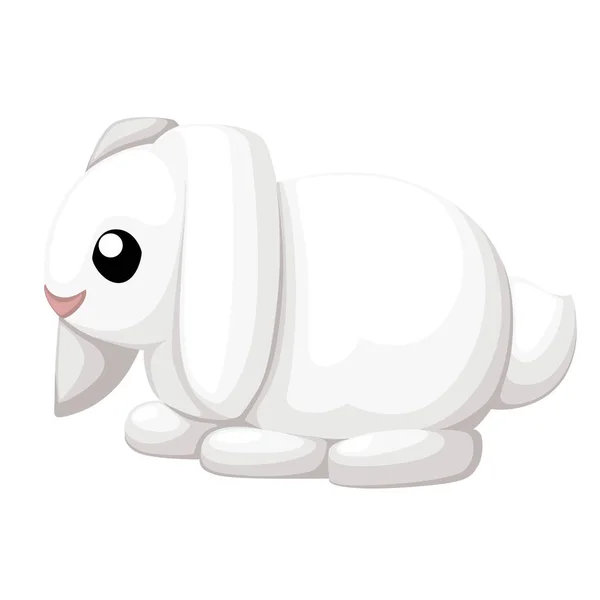 Cute bunny. Cartoon style design. White rabbit sits on four paws. Vector illustration isolated on white background. Web site page and mobile app design — Stock Vector