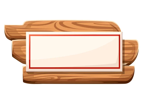 Letrero de madera. Placa con lugar para texto o símbolos. Ilustración vectorial aislada sobre fondo blanco. Página del sitio web y aplicación móvil — Vector de stock