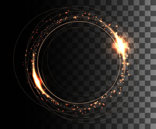 Cadre rond vectoriel. Bannière de cercle brillant. Effet cercle orange avec des étincelles lumineuses. Illustration vectorielle sur fond transparent. Site web et conception d'applications mobiles — Image vectorielle