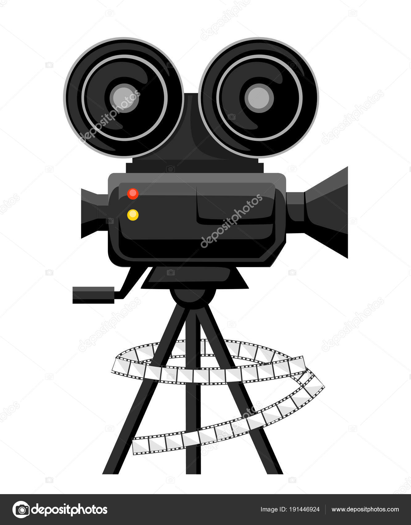 Retro movie projector poster. Cartoon vector illustration. Cinema