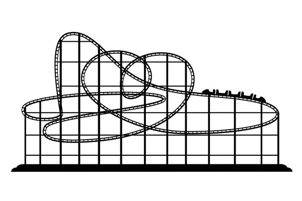 Svart siluett. Berg-och dalbana från nöjesparken. Vektorillustration isolerade på vit bakgrund. Webbplatsen och mobilappen design — Stock vektor